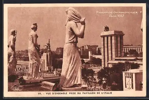 AK Paris, Exposition Internationale 1937, Ausstellung, Vue D`ensemble Prise du Pavillion de l`Italie