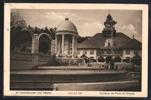 AK Bern, Schweizer Landes-Ausstellung 1914, Flora-Brunnen und Hospes