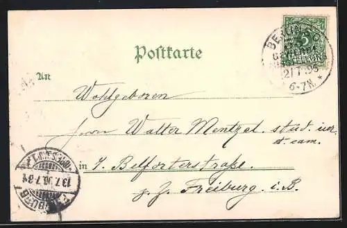 Lithographie Berlin, Gewerbe-Ausstellung 1896, Ausstellungs-Palast, Bau & Ingenieurs-Ausstellung