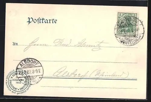 AK Düsseldorf, Ausstellung 1902, Weinhaus Klein mit Gästen