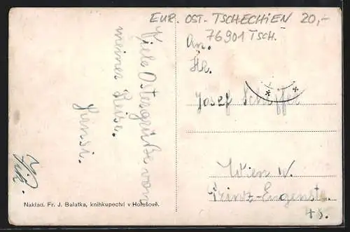 AK Holesou, Ortsansicht, Frauen in Tracht