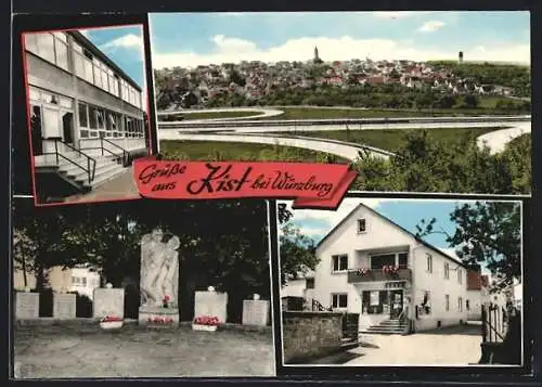 AK Kist bei Würzburg, Edeka-Geschäft, Denkmal, Gebäudeansicht