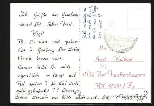 AK Oberhof / Thüringen, Landkarte um die Stadt im Thüringer Wald
