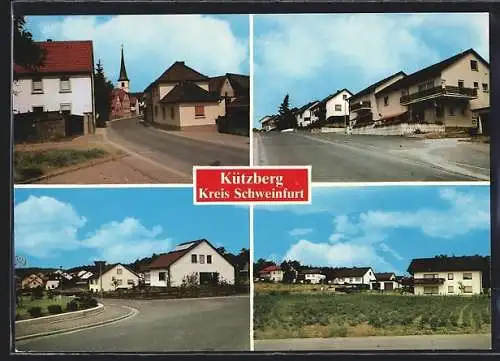 AK Kützberg, Ortsansicht, Strassenpartie, Kirche