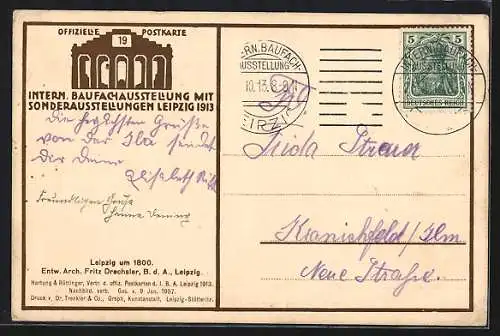 AK Leipzig, Internationale Baufach-Ausstellung 1913, Eingang zur Pleissenburg durch das Peters-Tor