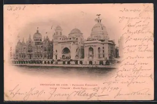 AK Paris, Exposition universelle de 1900, Italie - Turquie - Etats-Unis, Ausstellungsgebäude