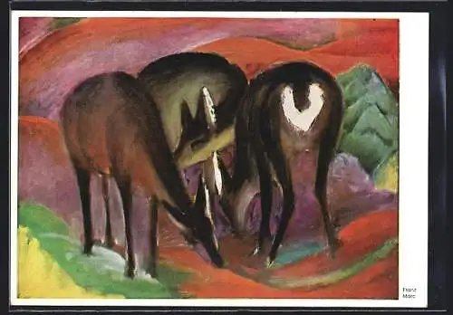 Künstler-AK sign. Franz Marc: Gruppe äsender Rehe, Blauer Reiter