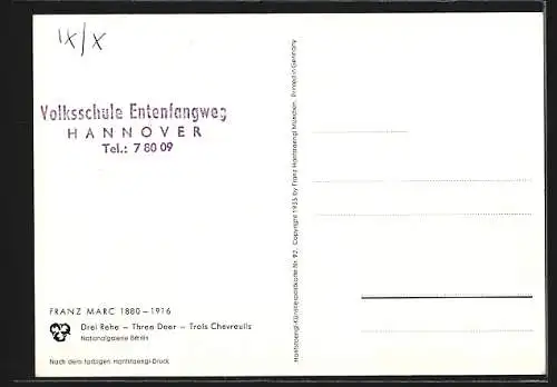 Künstler-AK sign. Franz Marc: Gruppe äsender Rehe, Blauer Reiter