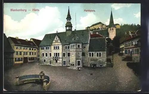 AK Blankenburg / Harz, Rathaus am Marktplatz