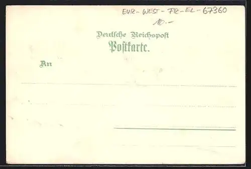 Lithographie Wörth a/S, Hessisches Denkmal, Württemberger Jägerdenkmal, Franz. Armee-Denkmal