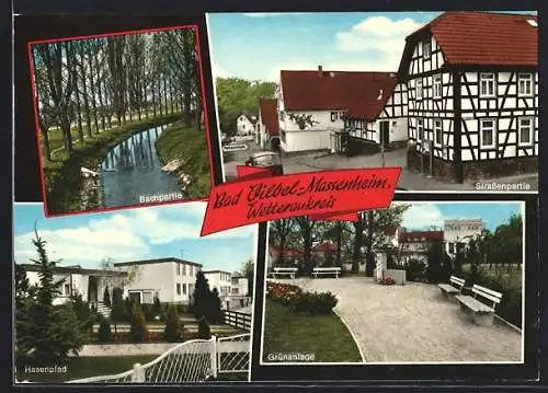 AK Bad Vilbel-Massenheim, Hasenpfad, Grünanlage, Bachpartie