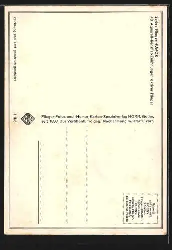 Künstler-AK Flieger-Humor, Die Belehrung, Fallschirmjäger