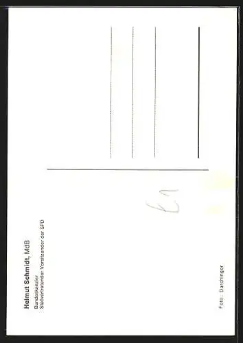 AK Portrait Bundeskanzler Helmut Schmidt
