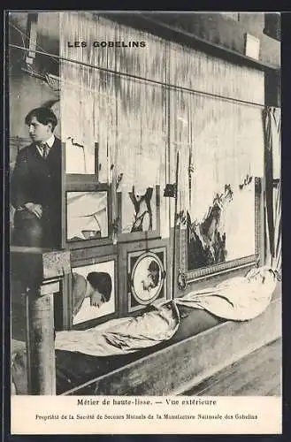 AK Les Gobelins, Herstellung von Wandteppichen