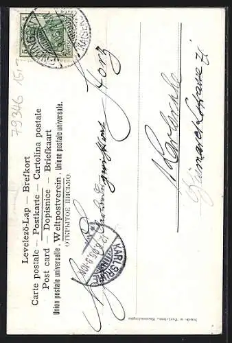 Künstler-AK C.Biese: Endingen / Kaiserstuhl, reges Marktreiben, Wappen