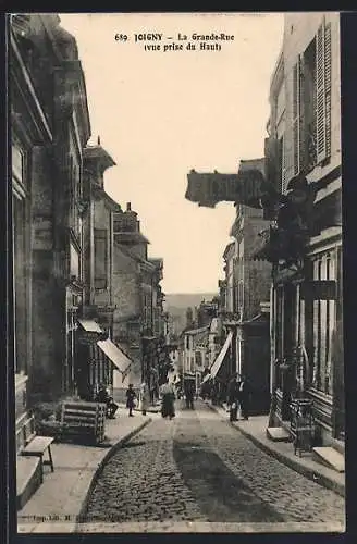 AK Joigny, La Grande-Rue (vue prise du Haut)