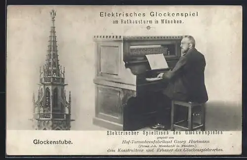 AK München, Elektrisches Glockenspiel am Rathausturm
