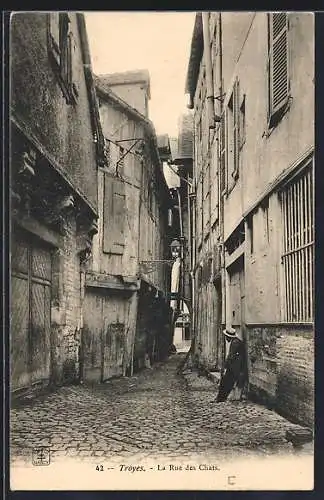 AK Troyes, La Rue des Chats