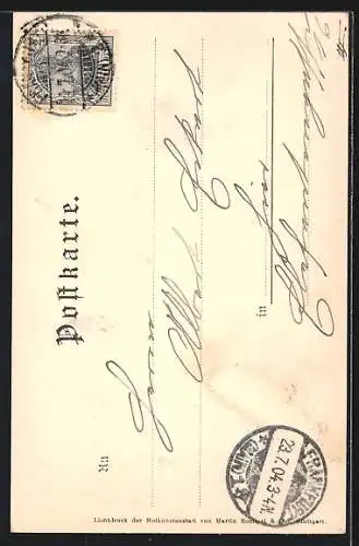 Künstler-AK A. Hendschel: Schlittenfahrt, Kinder bei der Abfahrt fahren beinahe eine Frau an