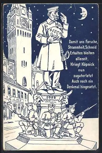 Künstler-AK Berlin, Hauptmann von Köpenick Denkmal