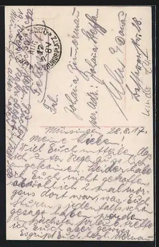 AK Nacktes Kleinkind und der Klapperstorch mit Blumen