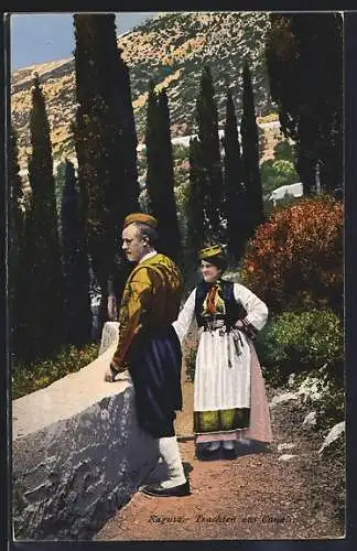 AK Ragusa, Trachten aus Canali, Paar blickt in die Ferne