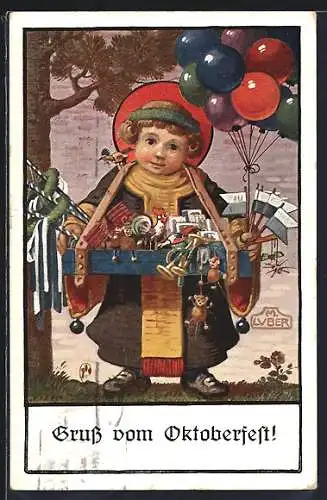 Künstler-AK Max Luber: München, Gruss vom Oktoberfest, Münchner Kindl