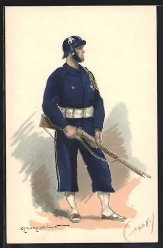 AK Soldat in Uniform mit Gewehr