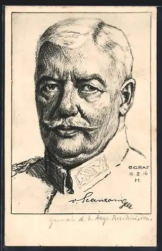 AK Heerführer Gustav Scanzoni, Portrait in Uniform