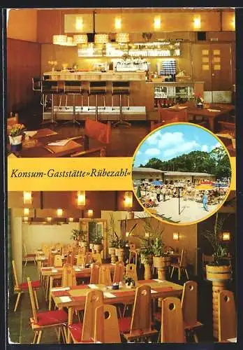 AK Berlin-Köpenick, Konsum-Gaststätte Rübezahl am Müggelsee, Innenansichten, Aussenansicht