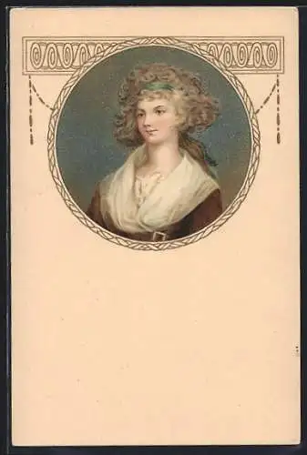 Künstler-AK Portrait einer Dame im Jugendstil
