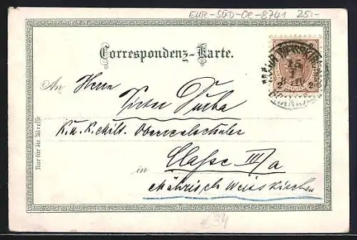 Lithographie Mähr. Weisskirchen, Bad Teplitz, Höhere Forstlehranstalt, Gesamtansicht