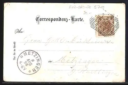 Lithographie Kaprun, Teilansicht mit Kirche, Wasserfallboden