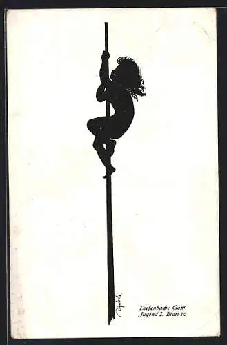 Künstler-AK Diefenbach: Schattenbild Jugend I., Blatt 16: Kind an einem Stängel