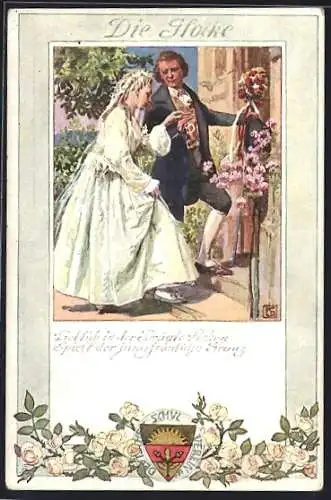 Künstler-AK Karl Friedrich Gsur, Deutscher Schulverein NR 194: Lied von der Glocke, Einzug des Brautpaares