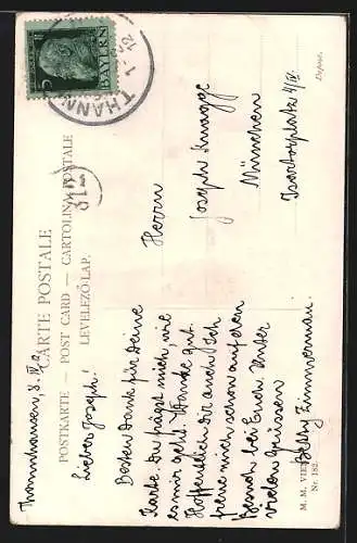 Künstler-AK Carl Reichert: drei bildschöne Pferde in verschiedensten Farben an einem Wassertrog