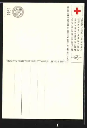 Künstler-AK Benedikt Tschachtlan: Schweizer Bundesfeier 1944, Für das Schweiz. Rote Kreuz, Schlacht bei St. Jakob 1444