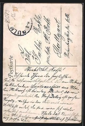 AK Ulm / D., Soldat streicht das Wachhäuschen, Wappen