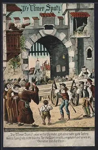 Künstler-AK Ulm / D., Der Ulmer Spatz