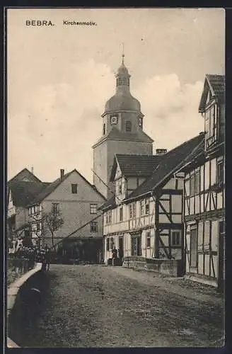 AK Bebra / Hessen, Strasse an der Kirche