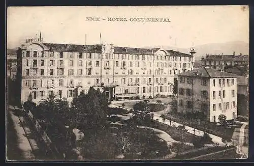AK Nice, Hôtel Continental avec jardin et allées adjacentes