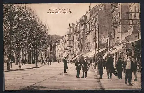 AK Cannes, La Rue Félix-Faure animée avec piétons et boutiques
