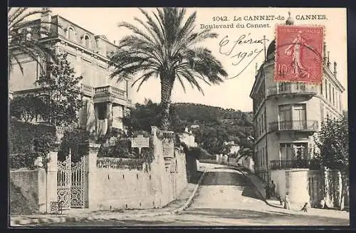 AK Le Cannet, Boulevard du Cannet avec palmiers et bâtiments élégants
