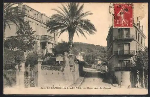 AK Le Cannet-de-Cannes, Boulevard du Cannet avec palmiers et bâtiments élégants