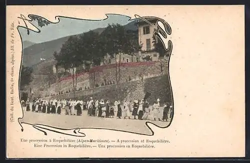 AK Roquebillière, Une procession à Roquebillière