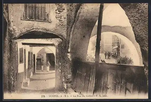 AK Sospel, La Rue du Collet avec ses arches anciennes
