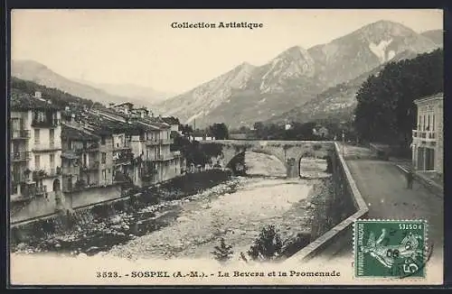 AK Sospel, La Bévéra et la Promenade