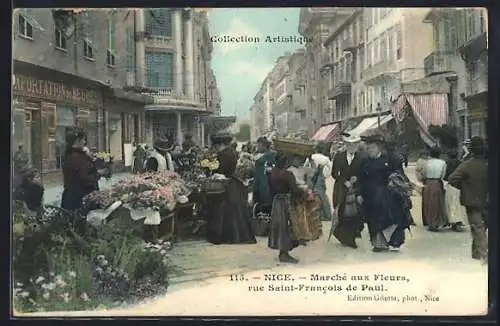 AK Nice, Marché aux Fleurs, rue Saint-Francois de Paul