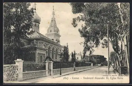AK Cannes, Boulevard Alexandre III, Église Russe