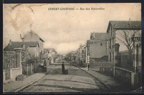 AK Ermont-Eaubonne, Rue des Robinettes avec scène de rue animée